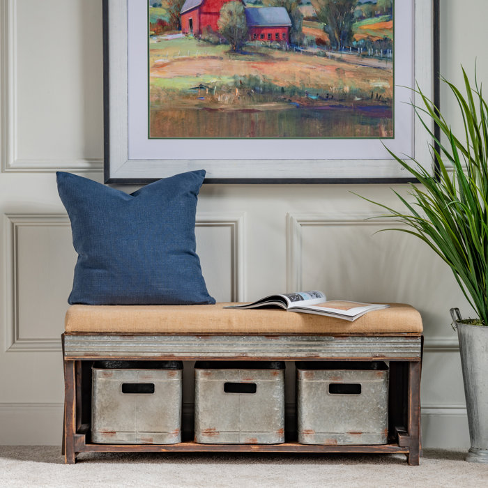 Gracie Oaks Edite Storage Bench Gracie Oaks Edite Upholstered Shelves Storage Bench & Reviews - Wayfair